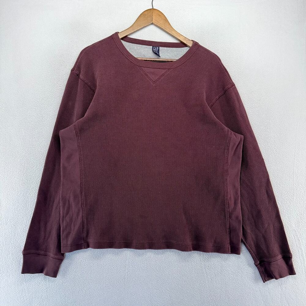 Vintage Gap Thermal Shirt Men's XL Red Burgundy Muscle Waffle boxy Y2k Grunge